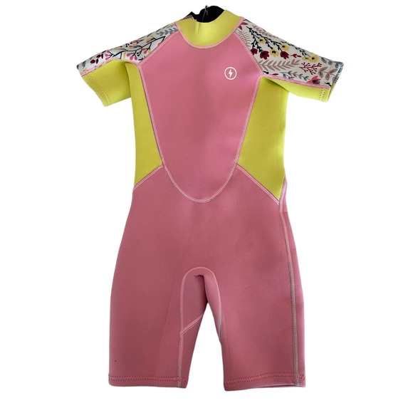 "Dark Lightning 3/2mm Kids Printed Short-Sleeved Wetsuit Pink, Size Small" K15* - Picture 2 of 6